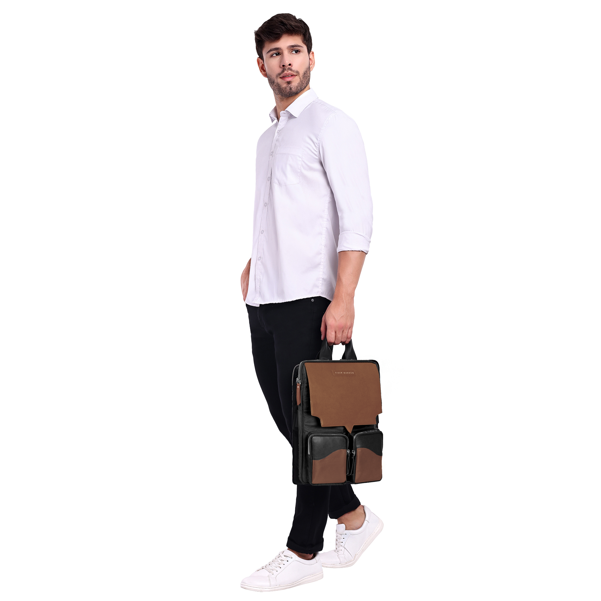 TAGGING ON LUGGAGE VEST BLACK & BROWN