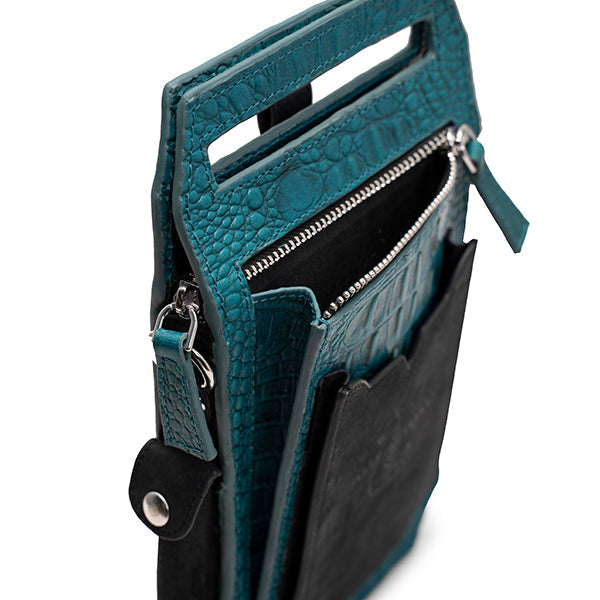 Leather Phone Bag - TURQUOISE & BLACK