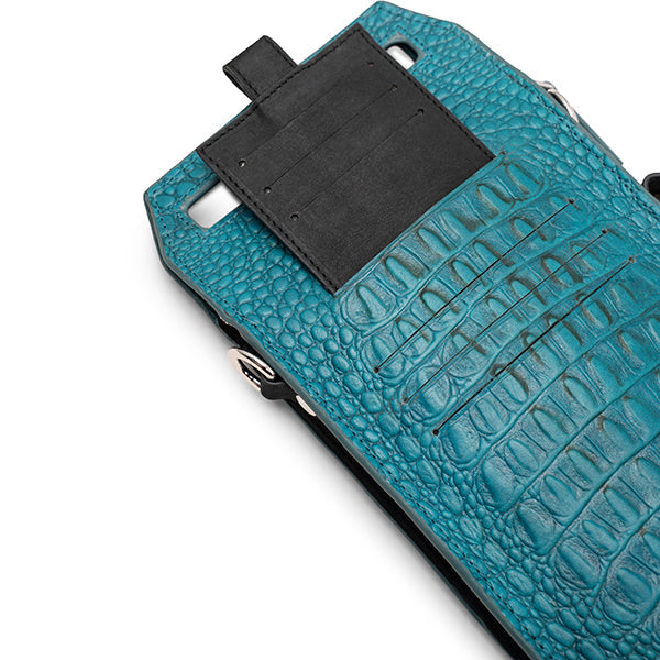 leather sling bag - TURQUOISE & BLACK