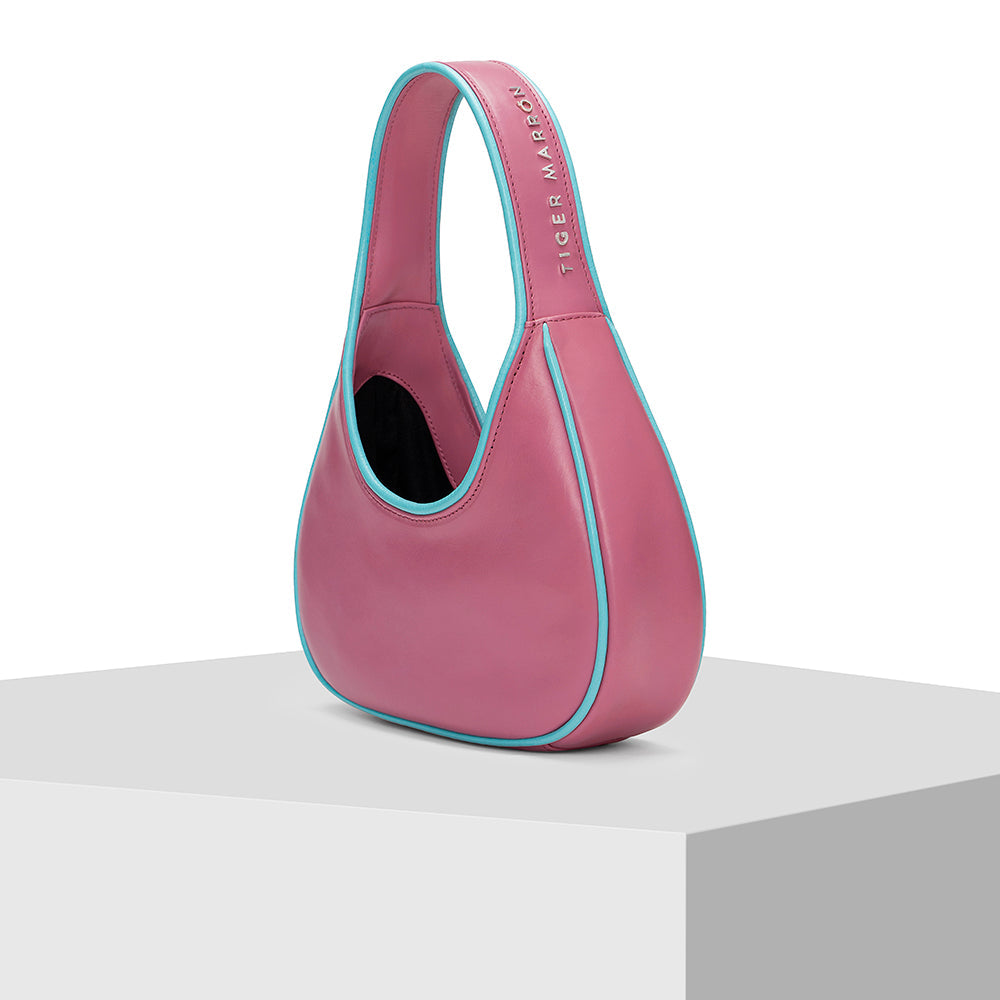 Pink Leather Tote Bag Tiger Marrón