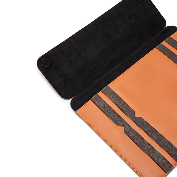 Tan and Black Leather Laptop Cover