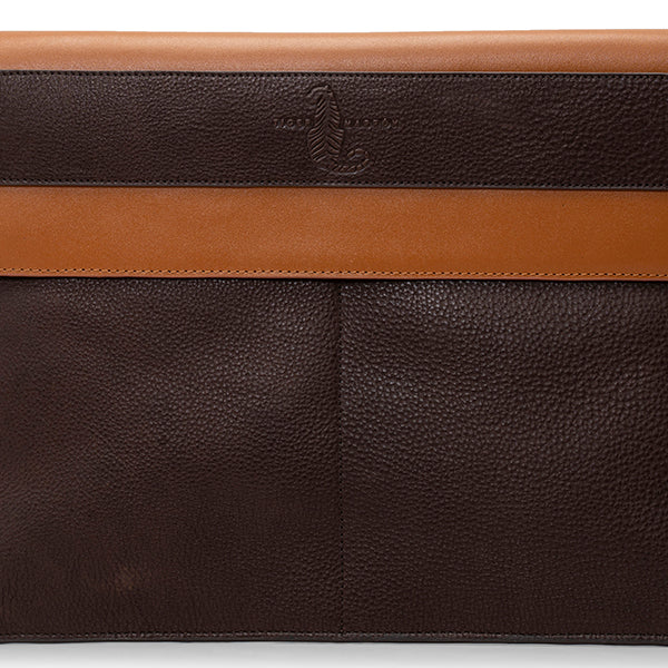 Brown and Tan Leather Laptop Cover