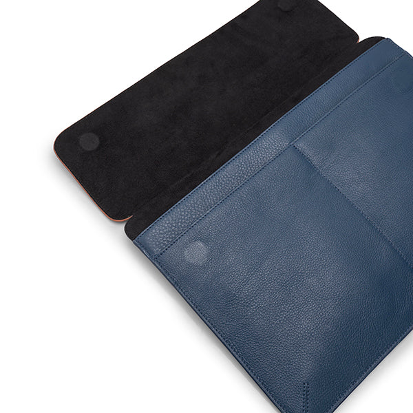 Blue and Tan Leather Laptop Case