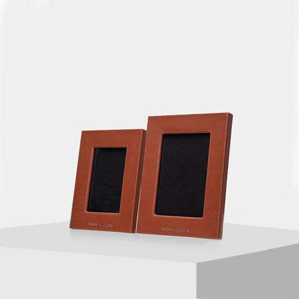 Brown leather desk accessories