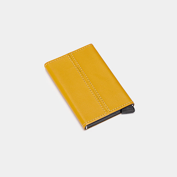 Yellow luxury leather business card holder