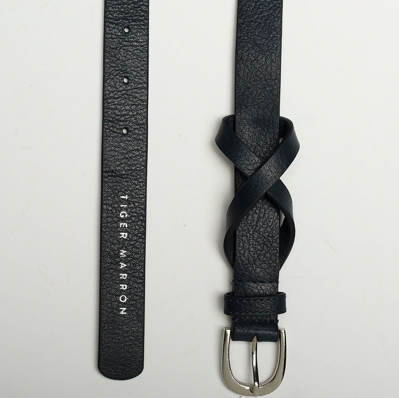 Navy Blue criss-cross Leather Belt