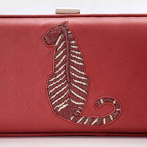 Designer Red Leather Clutch Bag