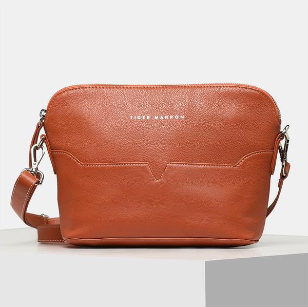 Orange - full grain leather crossbody bag India 