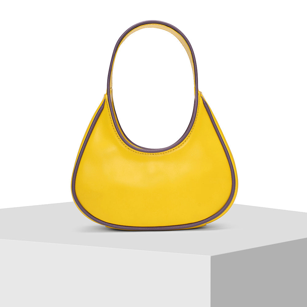 Yellow Leather Tote Bag Tiger MarrÃ³n x Nitya Arora