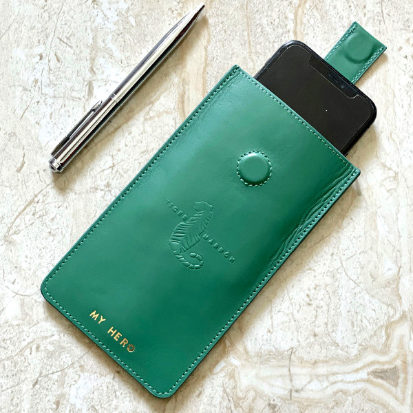 Green leather mobile cover