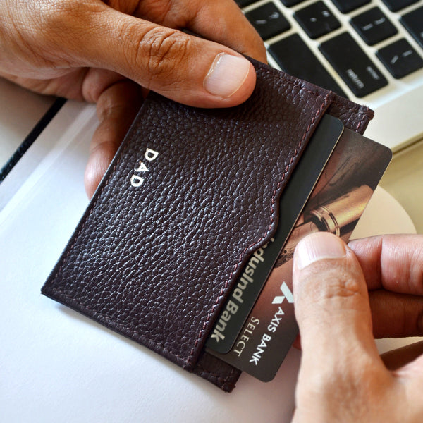 Brown leather Credit card holder for men