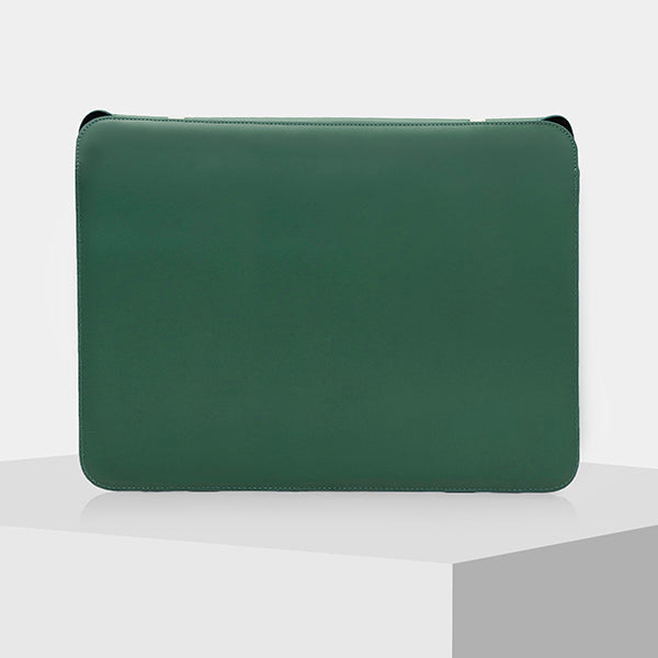 Green and Cream Leather Laptop sleeves