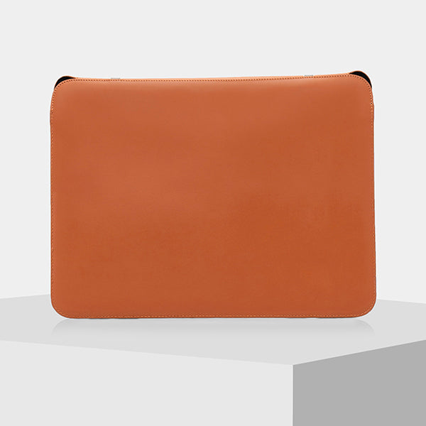 Tan and Grey Leather Laptop Case
