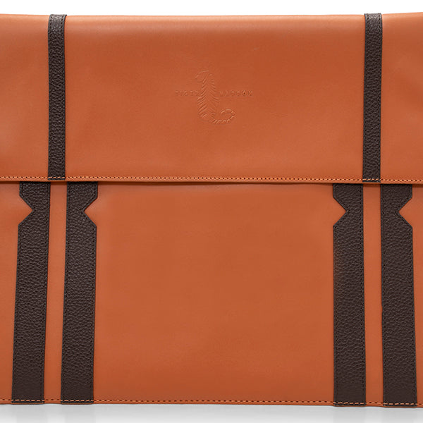 Tan and Black Leather Laptop Sleeve