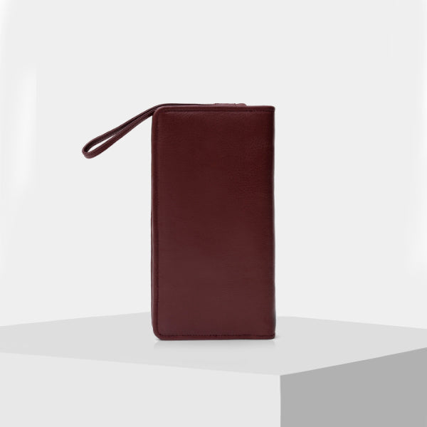 Burgundy Leather Passport Cover for Women