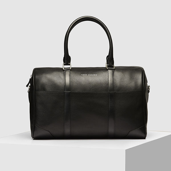 Buy Classy AF, Black Handcrafted Leather Duffle Travel Bag Online