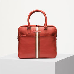 Red Top Grain Leather Laptop Bag