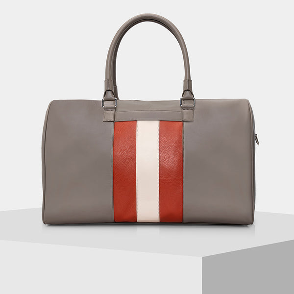 Small Leather Weekender Bags - GREY