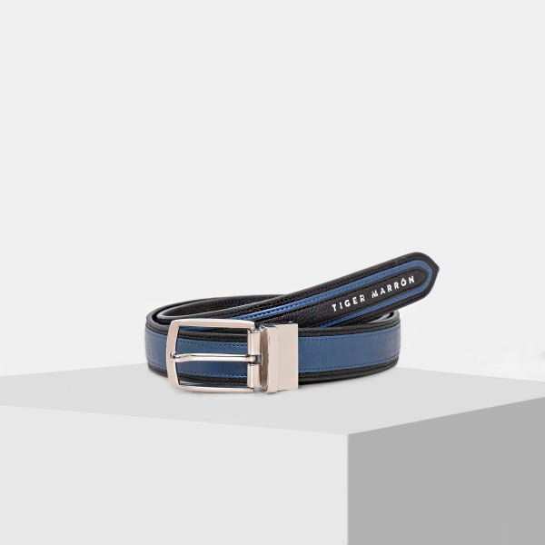Blue and Black Leather Belt