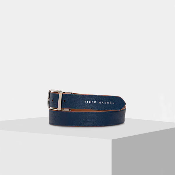 Blue and Tan Leather Belt