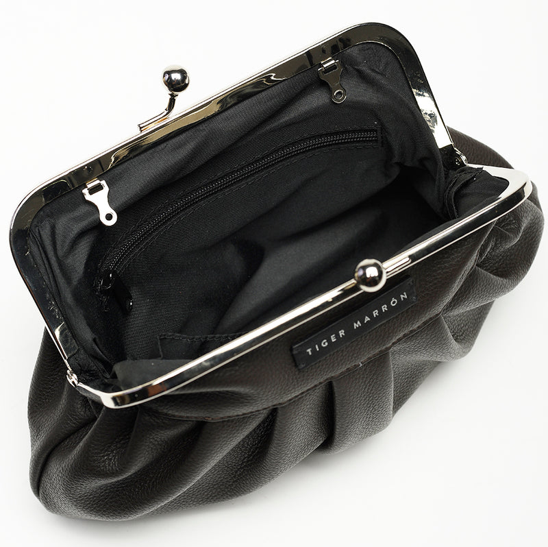 Dark Brown Leather Designer Clutch Bag