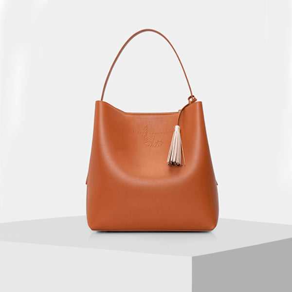 leather tote bags - ORANGE & CREAM