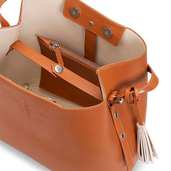 Orange Tote bag with pockets