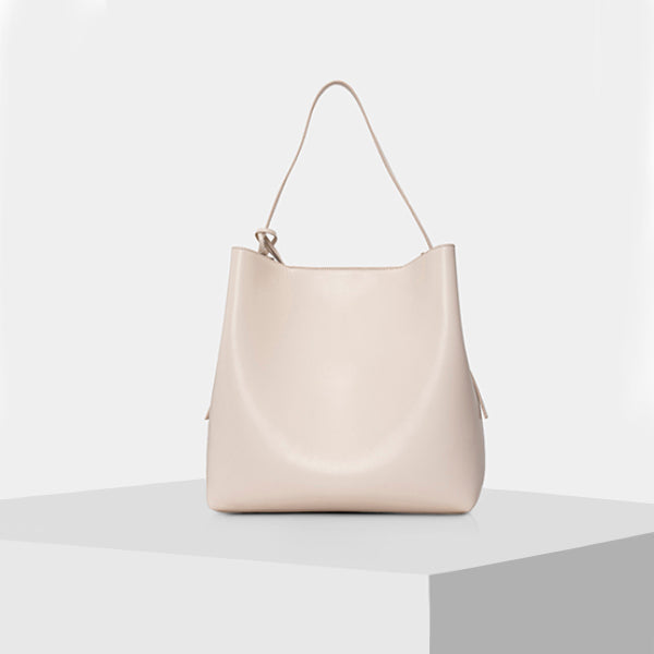 Cream Luxurious leather Tote Bag
