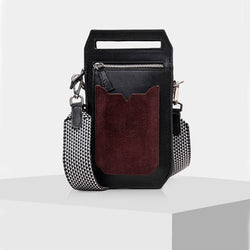 leather mobile bag - BLACK & BURGUNDY