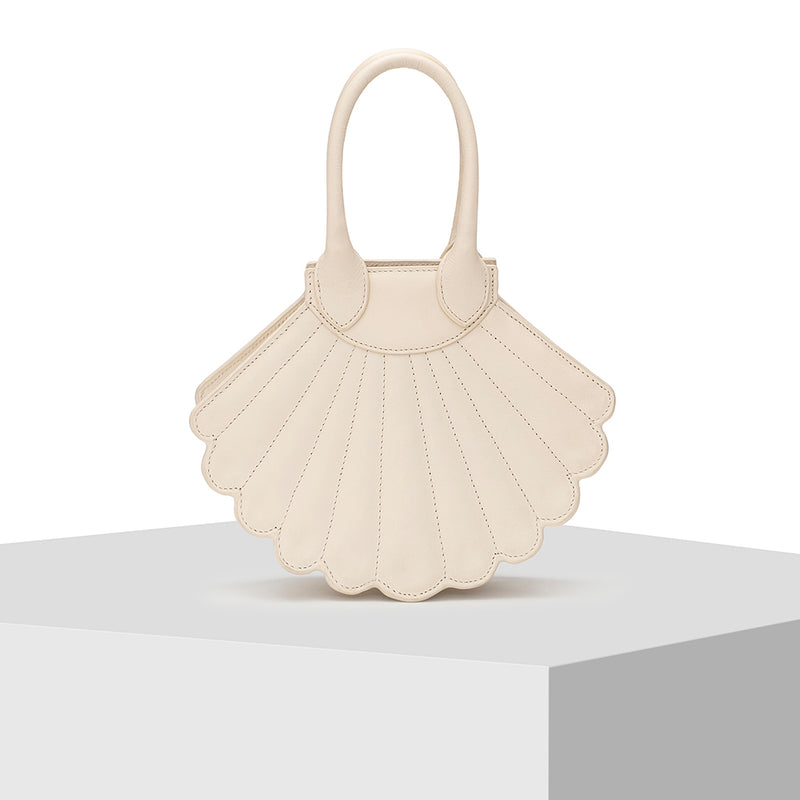 Cream Leather Tote Bag Designed by Nitya Arora