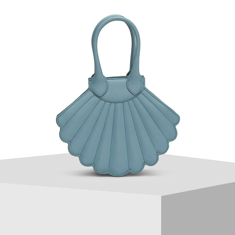 Blue Leather Tote Bag Designed by Nitya Arora