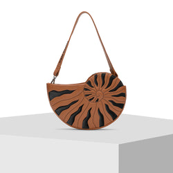Brown and Black Leather Tote Bag by Tiger Fish