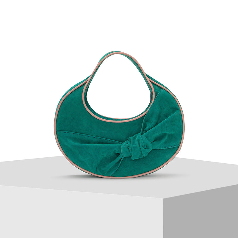 Tiger Marron Buy Bow Me- Green Suede & Full Grain Sundance Leather Tote Bag Online in India Green