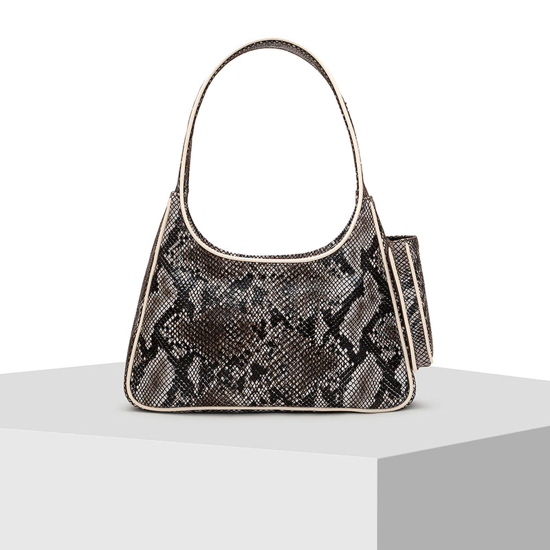 Brown Multi Snake Printed Leather Tote Bag by Tiger Fish