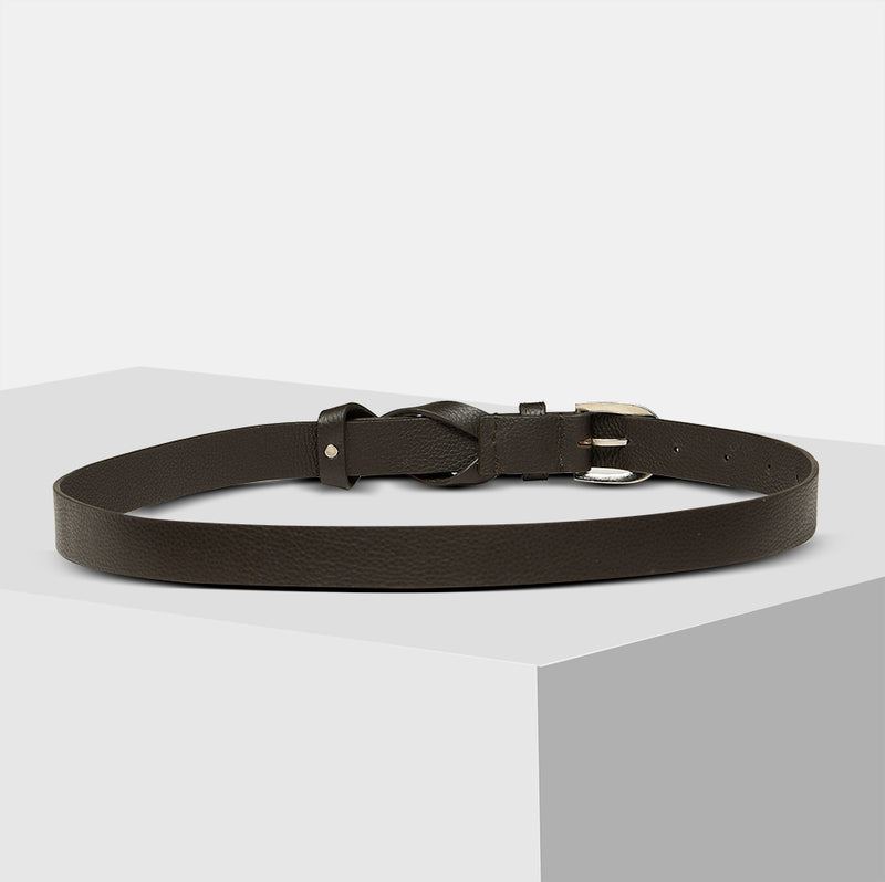 Dark Brown Criss Cross Leather Belt