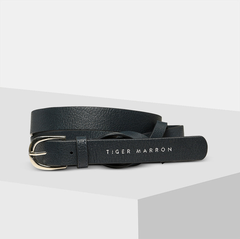 Navy Blue criss-cross Leather Belt