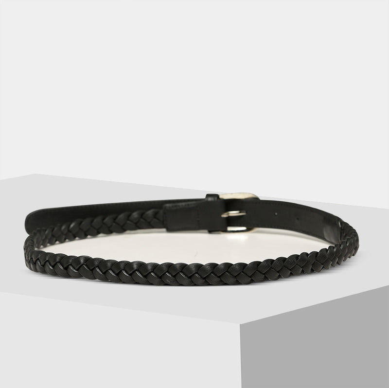 Black Leather Braided Belts