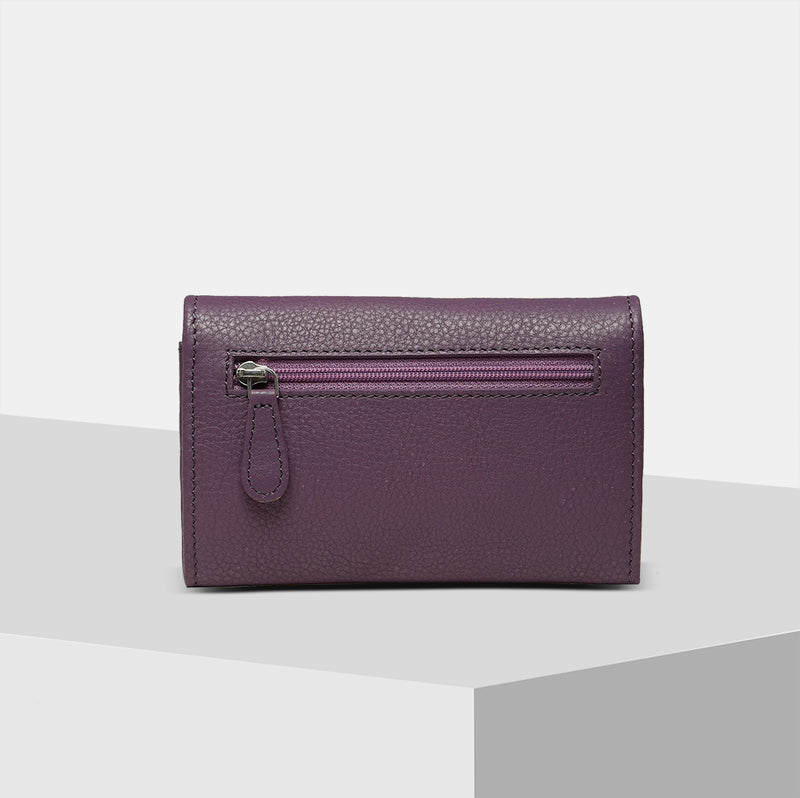 Purple Leather Zipper purse