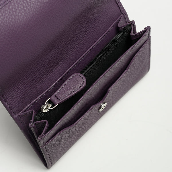 Purple Leather Zipper Wallet
