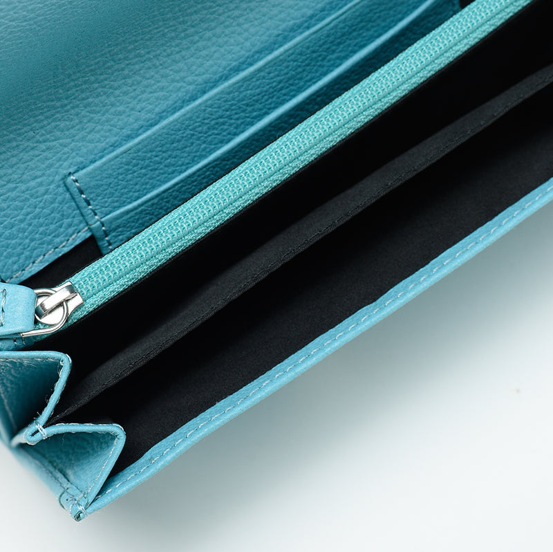 Aqua Leather Zipper Leather  Butterfly Effect wallet for Women